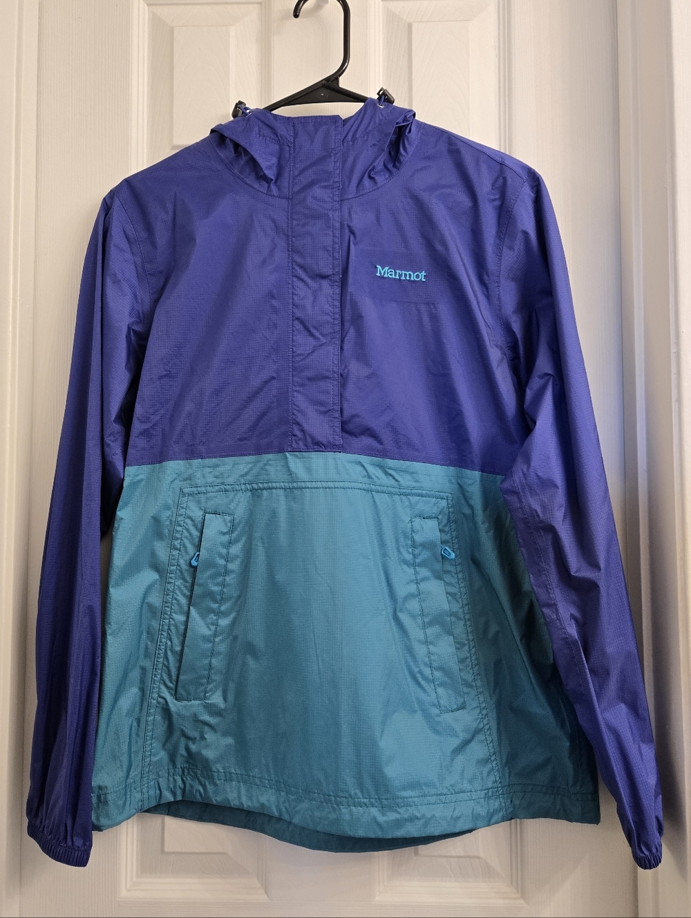 Marmot Purple and Teal Pullover Anorak Rain Jacket with Hood